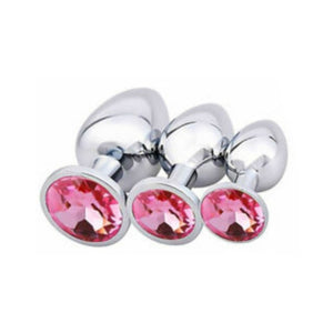 3 Pcs Luxury Jewelry Design Fetish Stainless Steel Anal Butt Plug Fantasy Sex Restraints SM Anal Stimulation Sex Toys For Unisex
