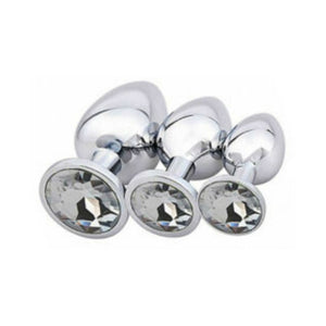 3 Pcs Luxury Jewelry Design Fetish Stainless Steel Anal Butt Plug Fantasy Sex Restraints SM Anal Stimulation Sex Toys For Unisex